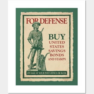 WWII Vintage Style Buy US Savings Bonds for Defense Posters and Art